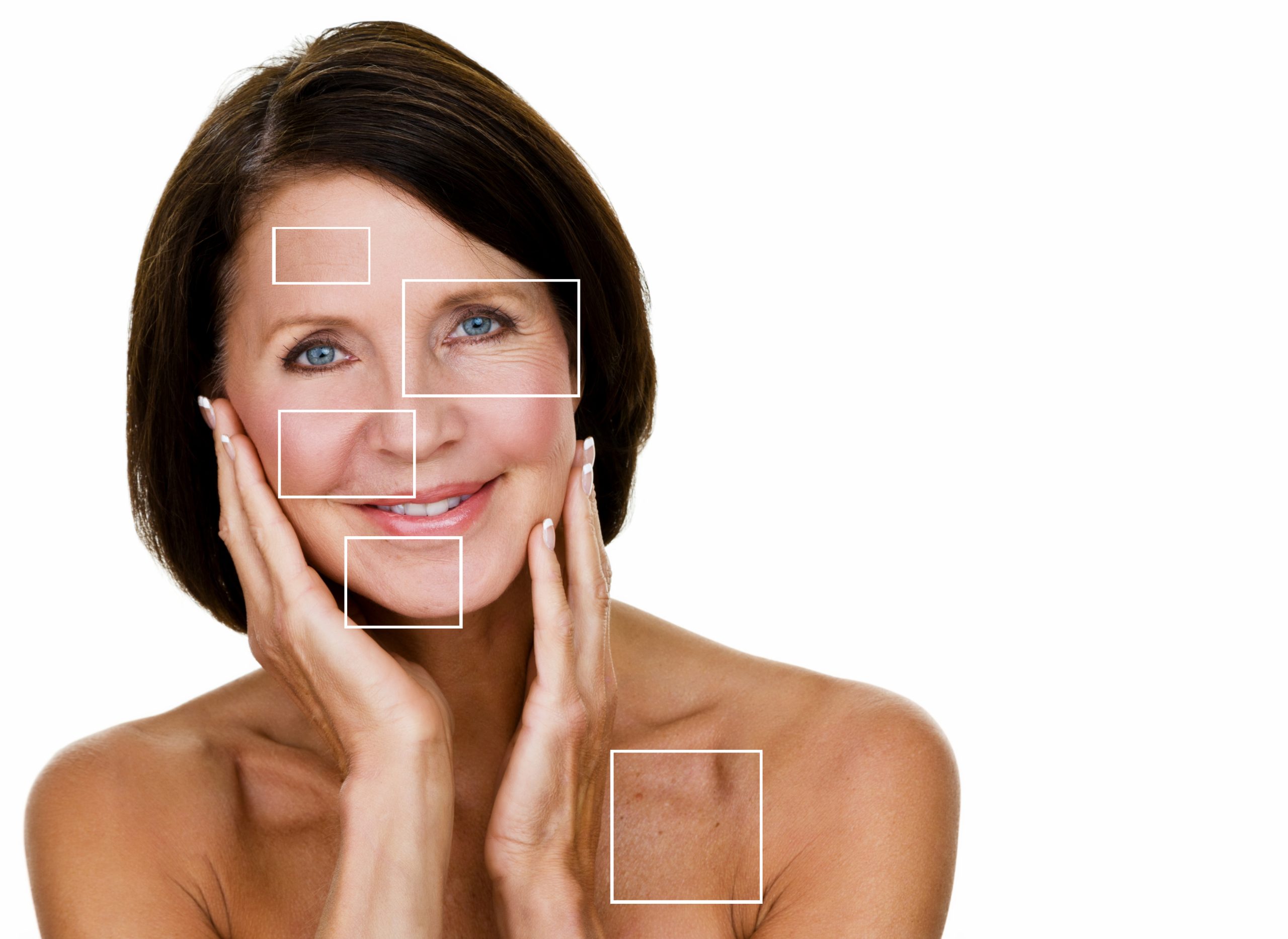 Mature woman with skin care representation